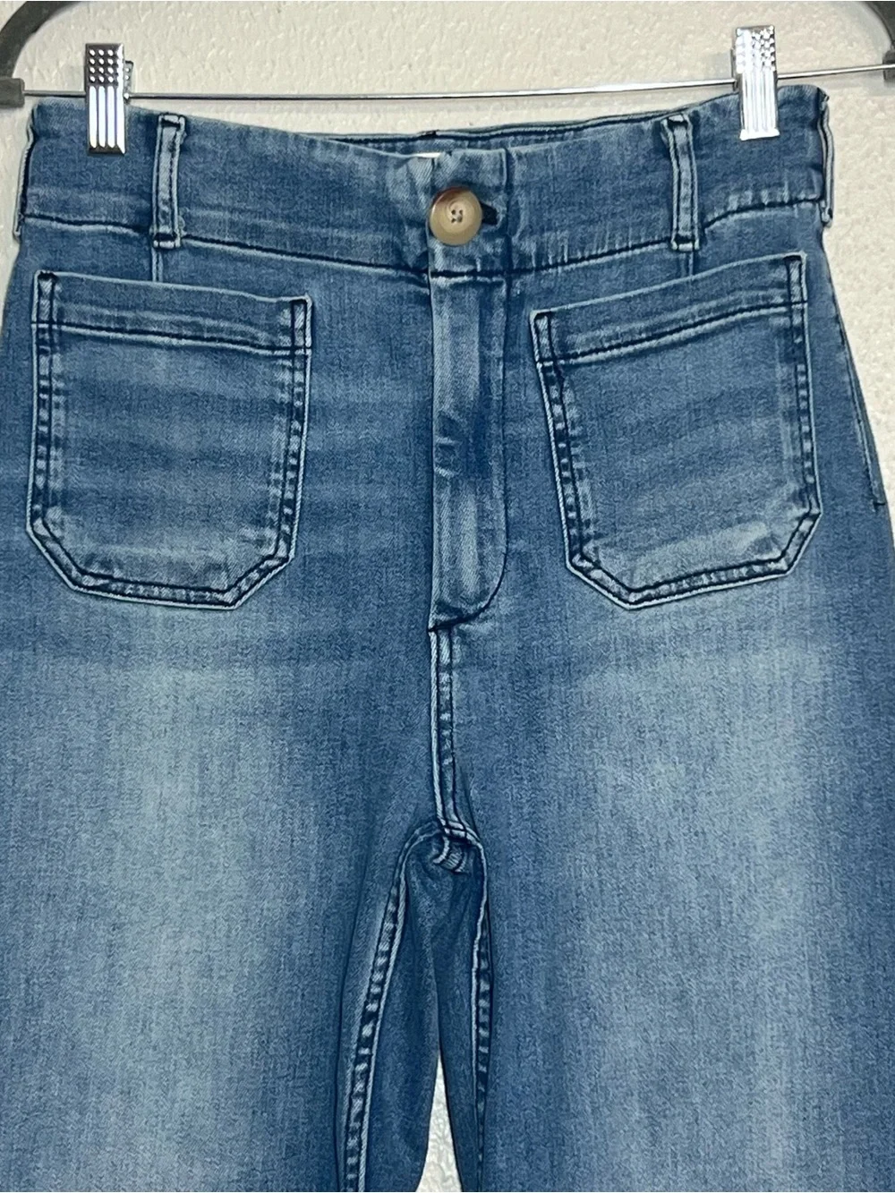 Anthropologie Maeve The Colette Cropped Wide-Leg Jeans Blue Denim Size 27